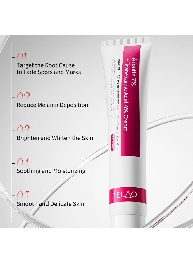 MELAO 2-PACKS 7% Arbutin + 4% Tranexamic Acid Dark Spot Cream | Reduces Pigmentation, Inhibits Melanin Production, and Brightens Skin Tone 50g*2 - Image 5